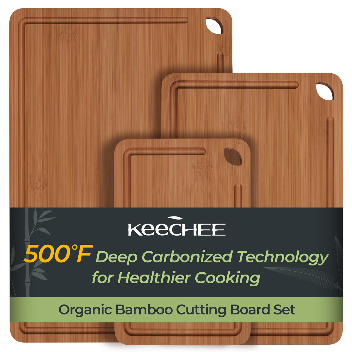 Keechee bamboo cutting board 15x10 inches offering ample prep space.