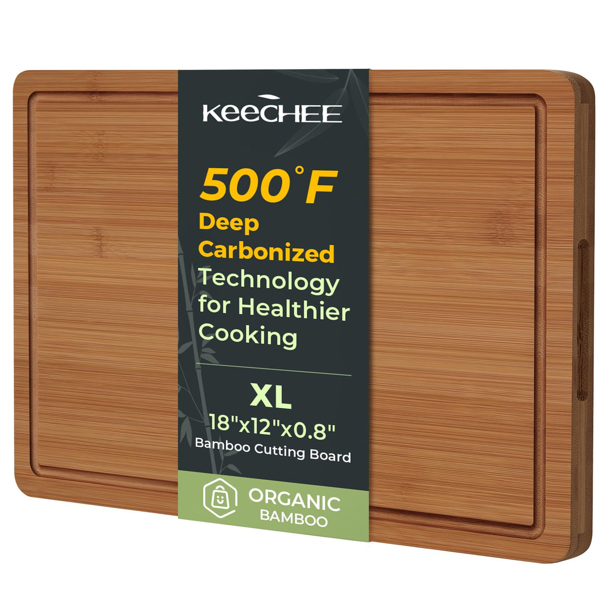 Keechee bamboo cutting board 18x12 inch ready for meats, vegetables, and fruits.