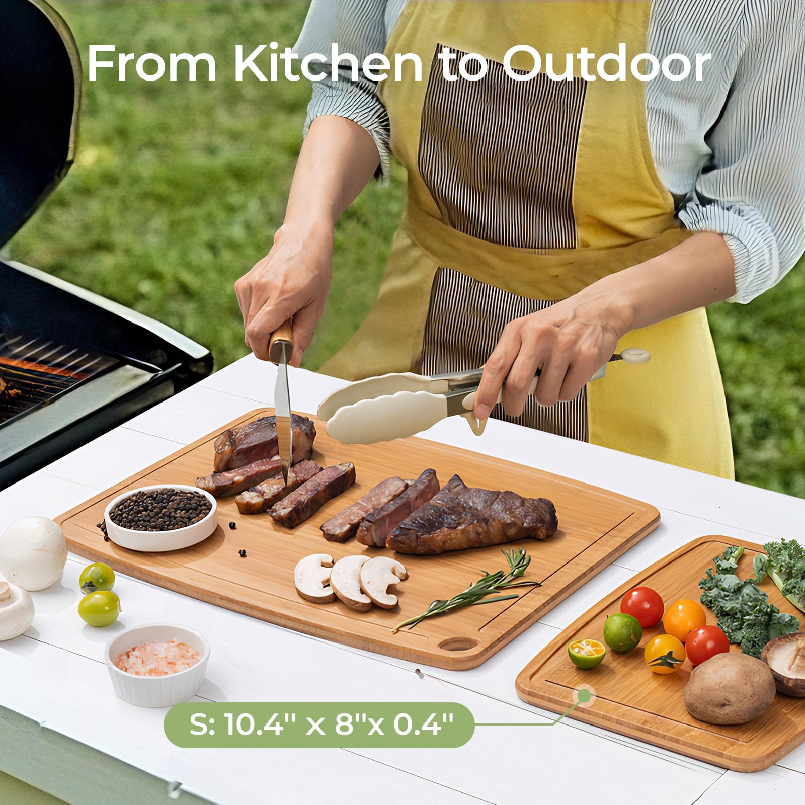 Keechee dual-sided board for hygienic prep and elegant serving.