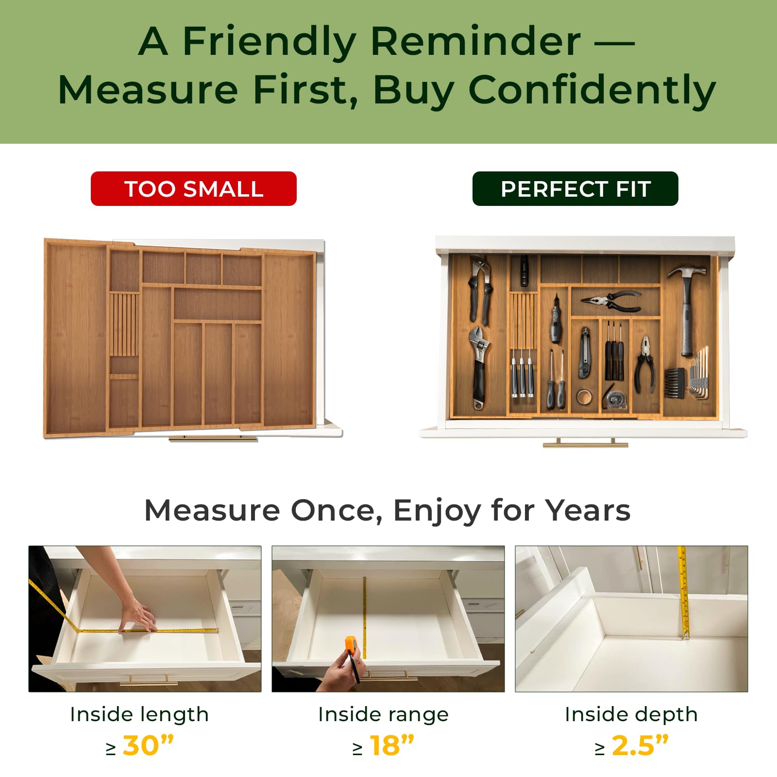Keechee carbonized bamboo organizer shows 12-slot utensil layout.