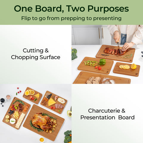 Keechee dual‑sided cutting board for extended lifespan and easy task switching.