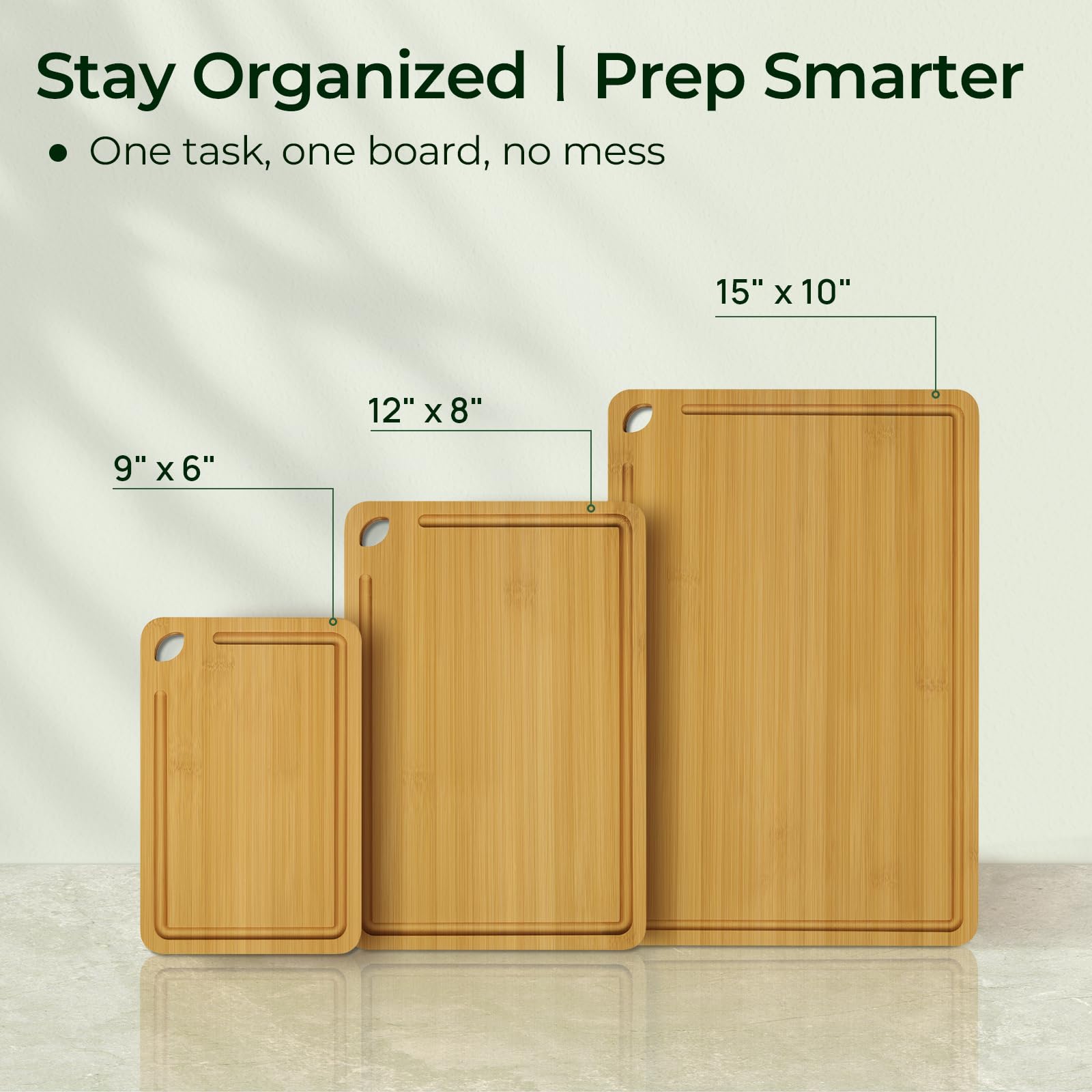 Keechee low-water-absorption bamboo board is easy to clean.