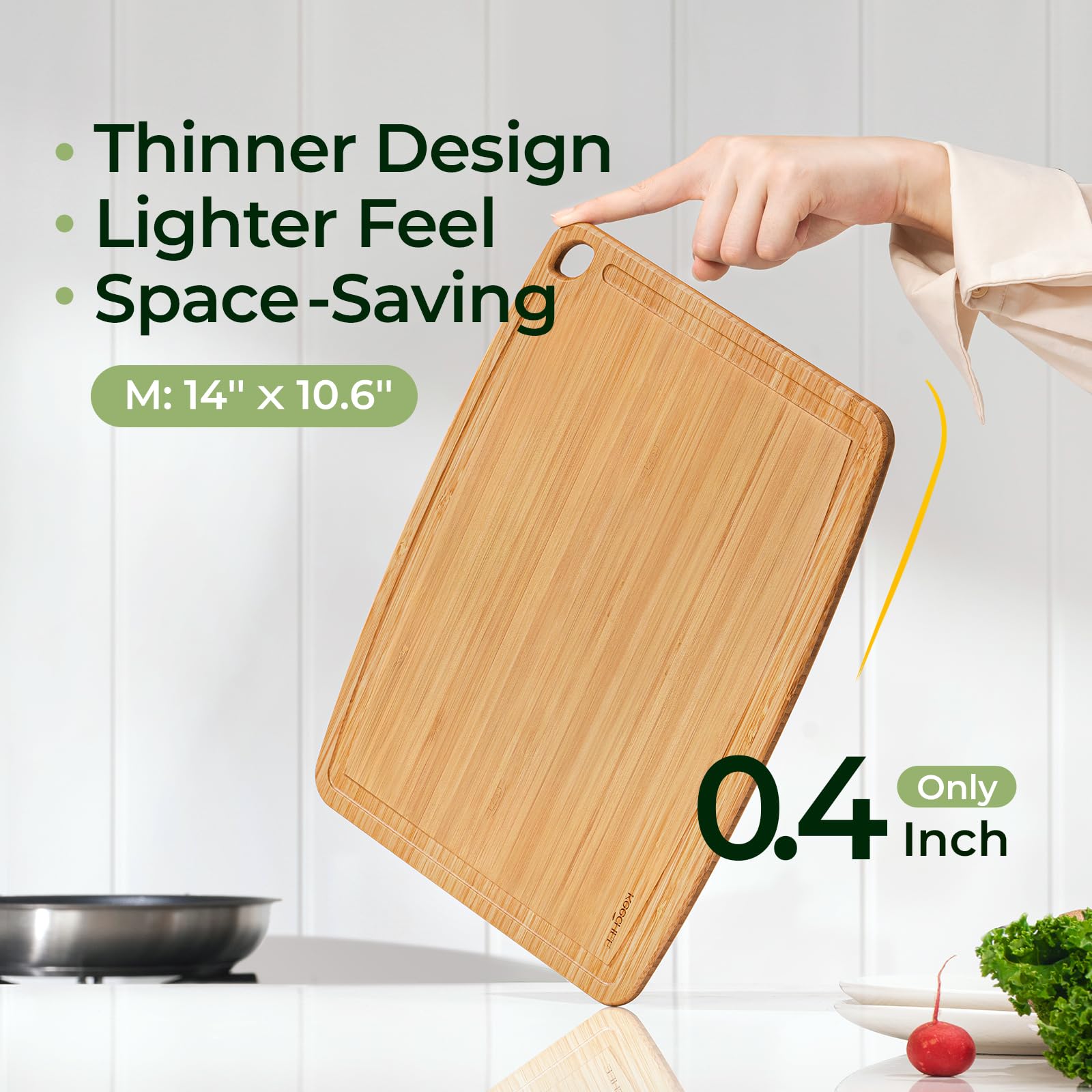 Keechee slim and lightweight cutting board ideal for small kitchens