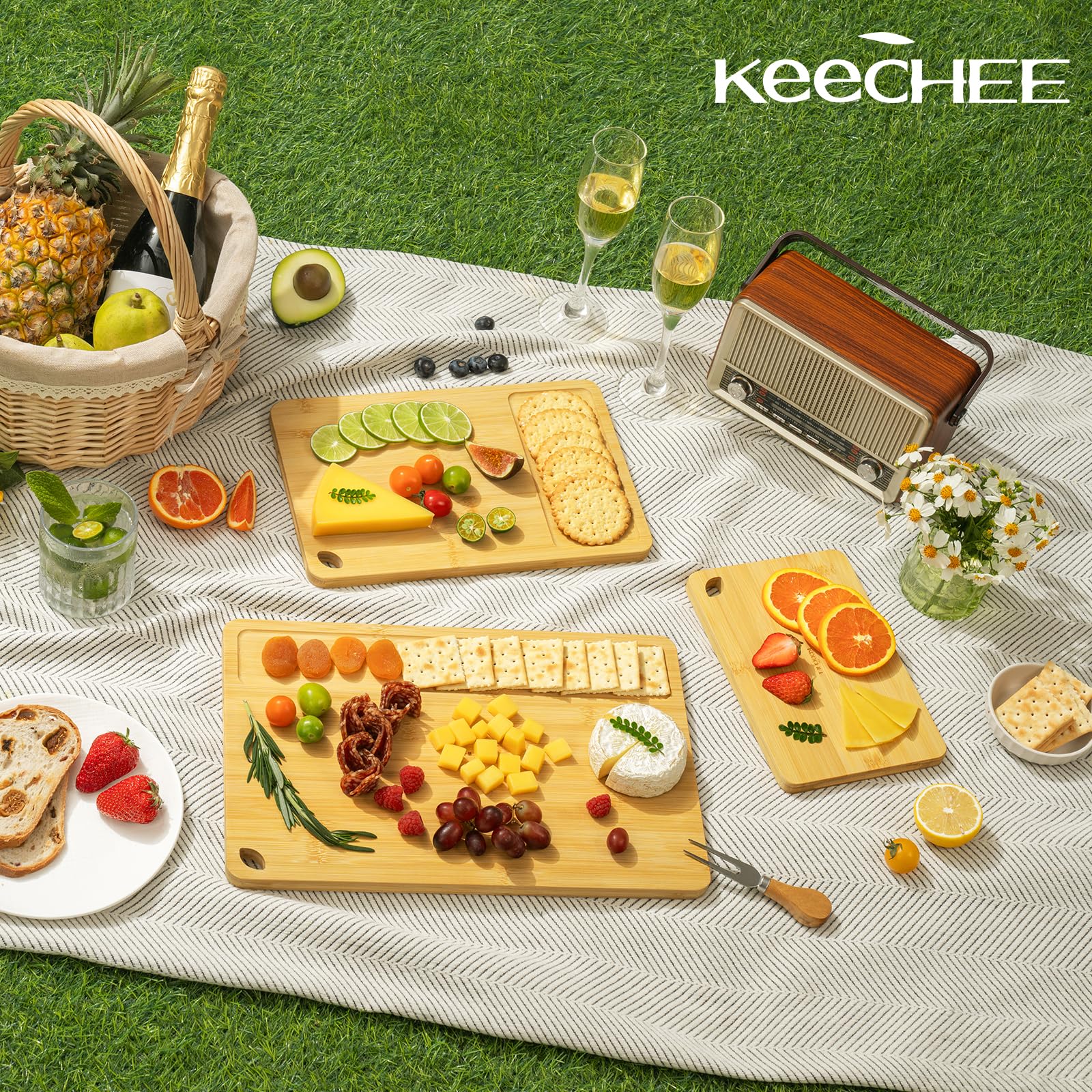 Keechee two-way cutting board prolongs life with a dual-sided design.