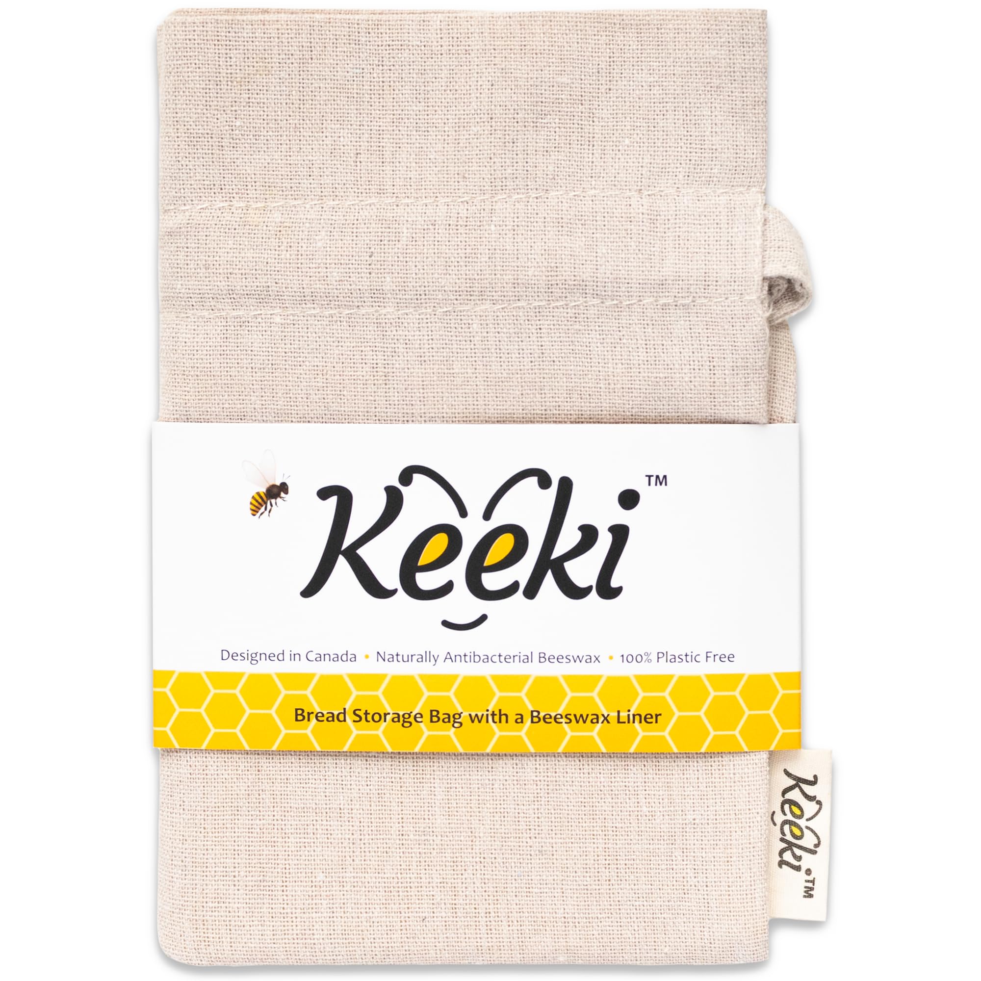 Keeki Bag showing beeswax lining for fresh, crusty bread storage.