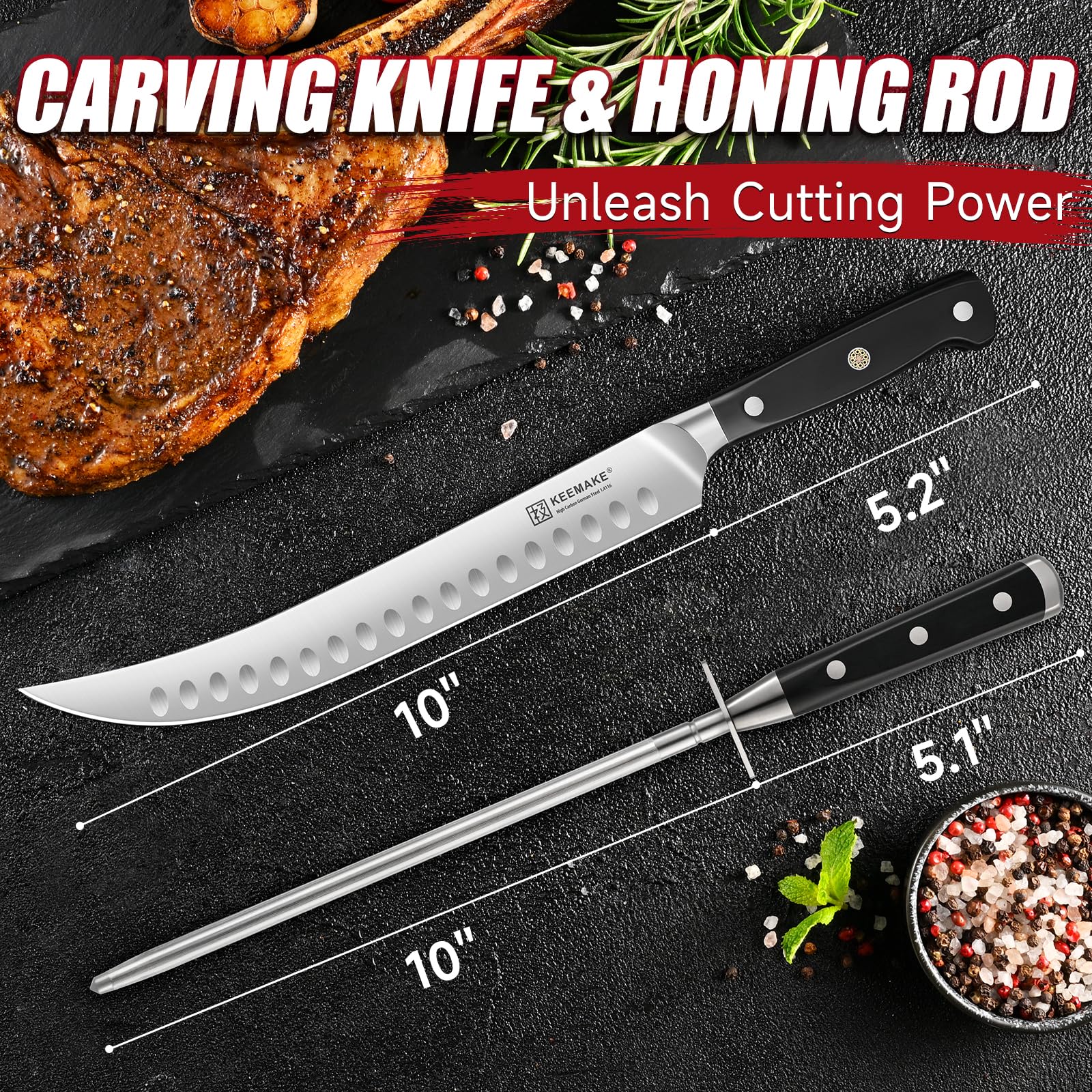KEEMAKE 10-inch honing rod maintaining a razor sharp edge on knives.