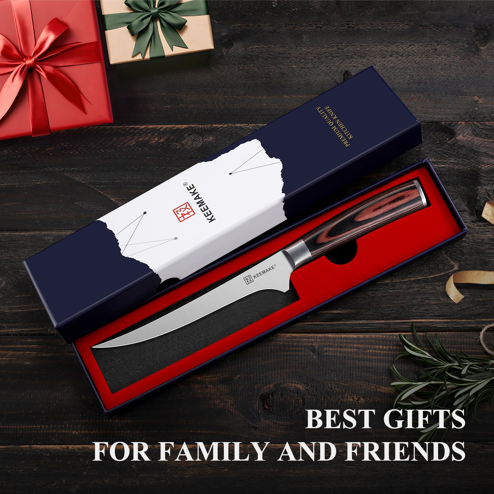 KEEMAKE Boning Knife 6 Inch 15-degree edge for razor-like precision.