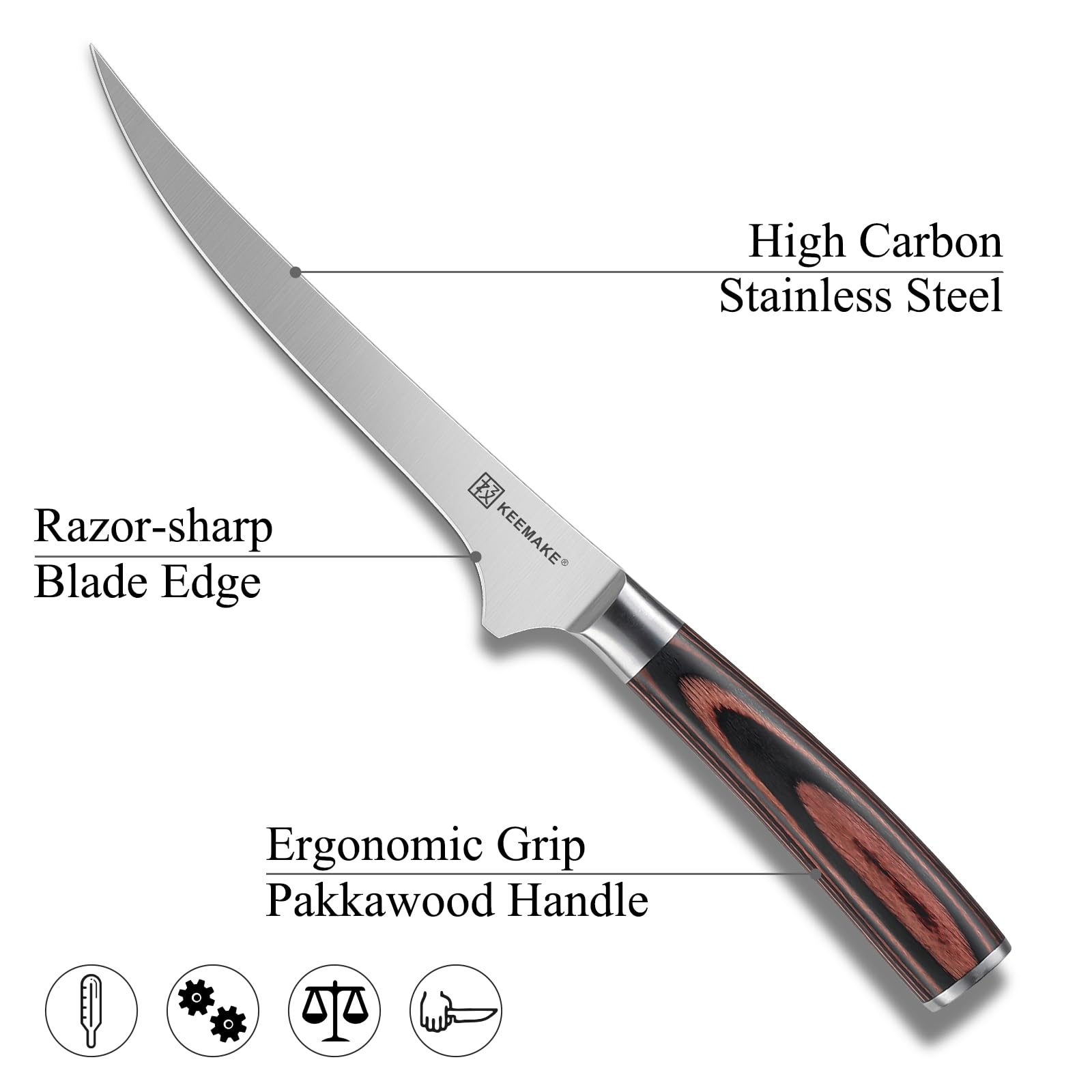 KEEMAKE Boning Knife 6 Inch gift box presentation for gifting.