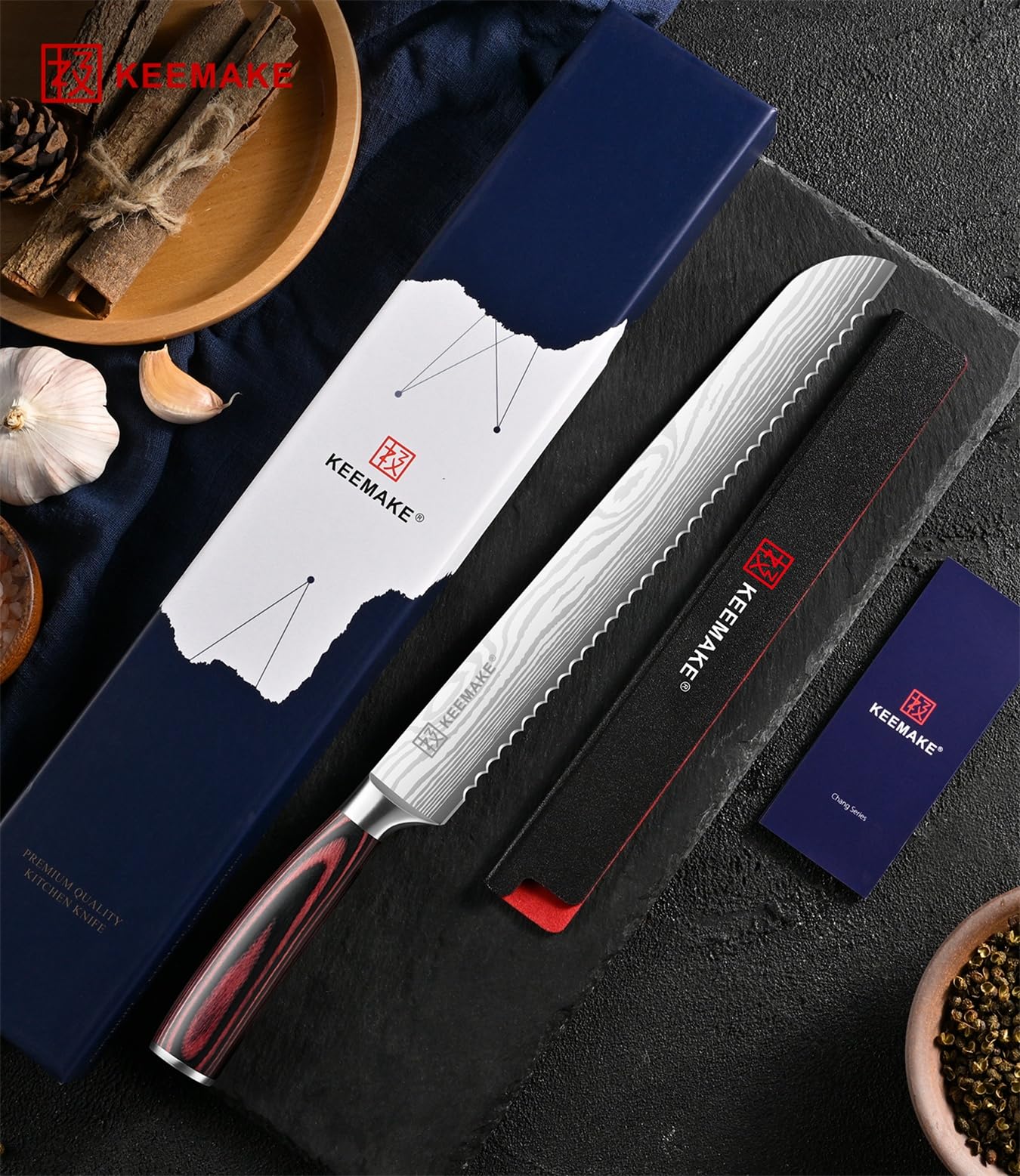 KEEMAKE bread knife ideal for sourdough and bagels during prep