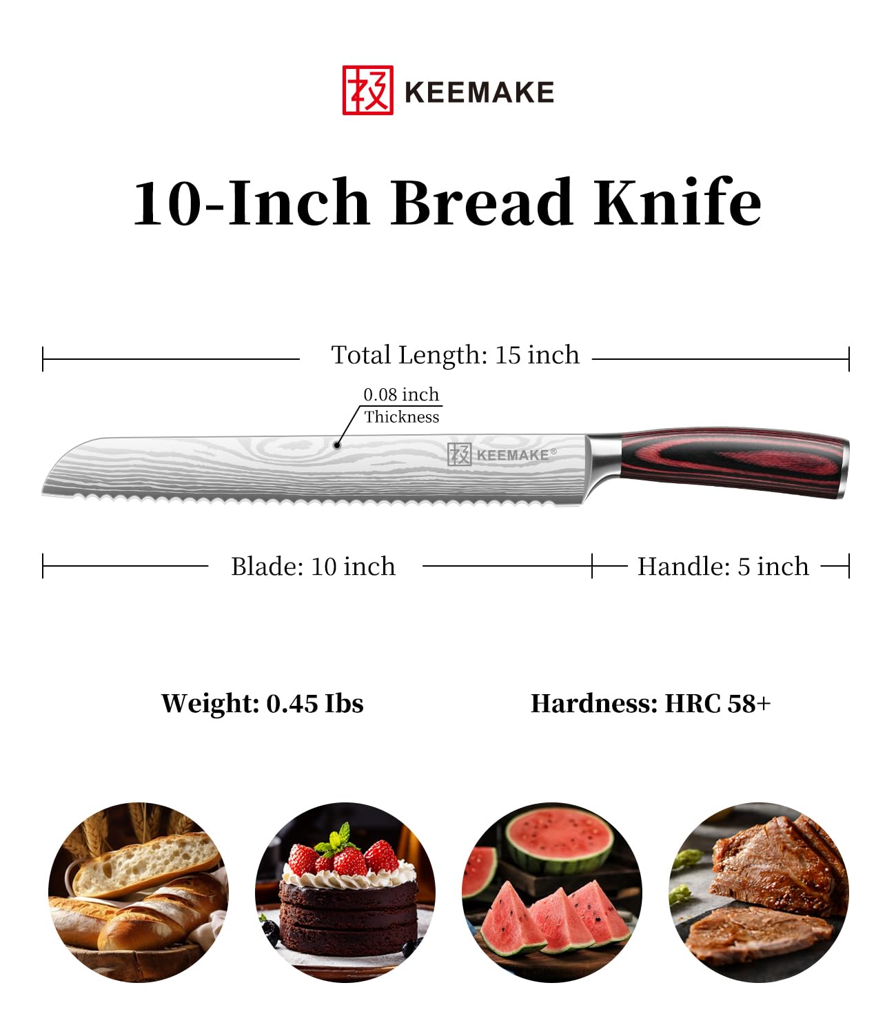 KEEMAKE full tang construction ensures balanced control during slicing