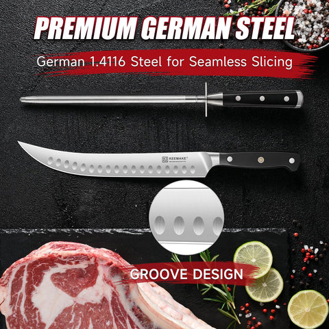 KEEMAKE ergonomic triple-riveted handle provides balanced, non-slip grip.