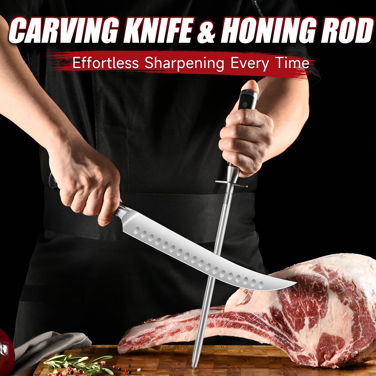 KEEMAKE meat carving in kitchen setup suitable for BBQs and holidays.