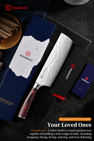 KEEMAKE Nakiri knife sheath included protects blade during storage.