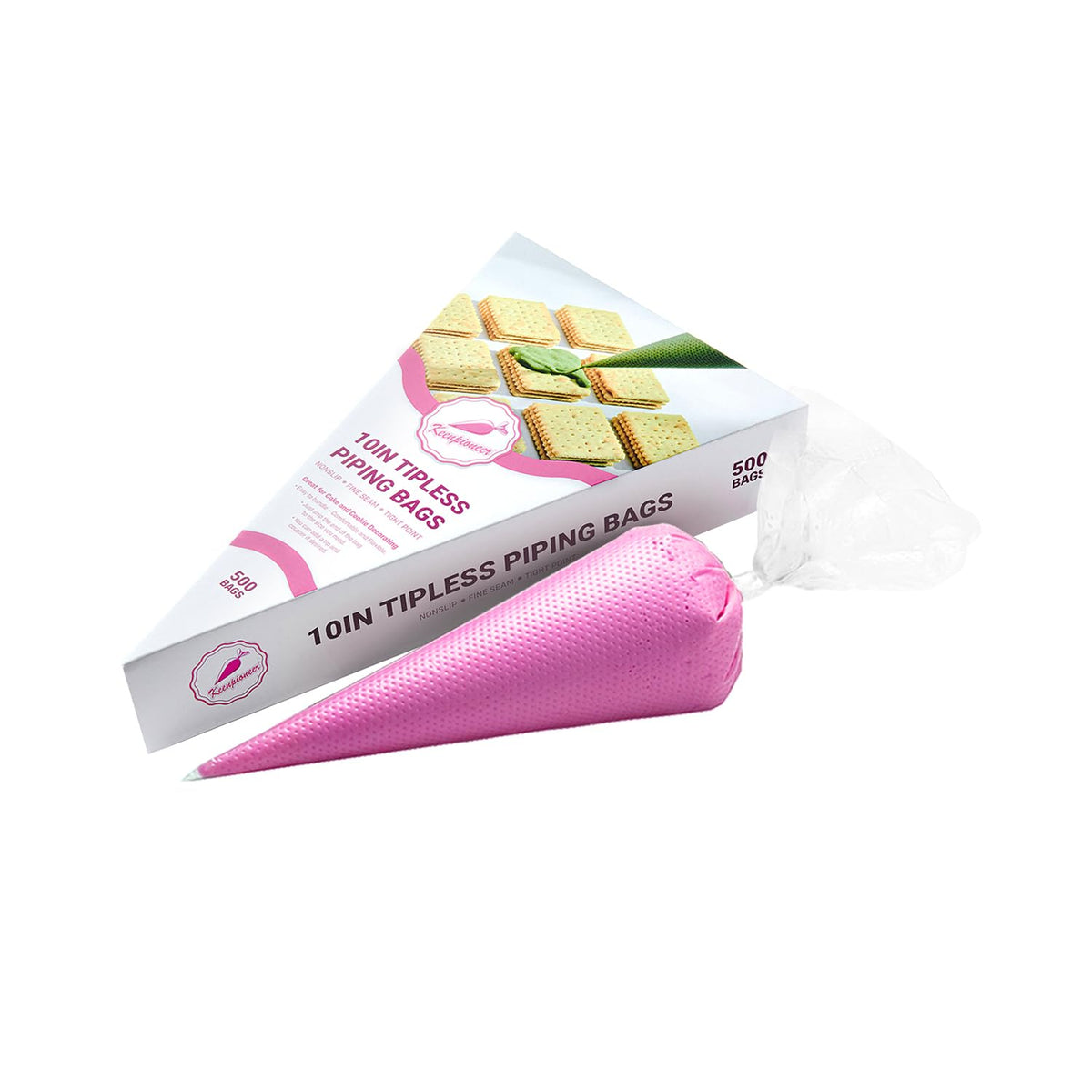 KEENPIONEER disposable piping bags 10inch in dispenser box offer mess-free storage for icing.
