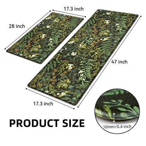 Keensoft botanical kitchen rug pair, 17.3x47, adds extended standing comfort.