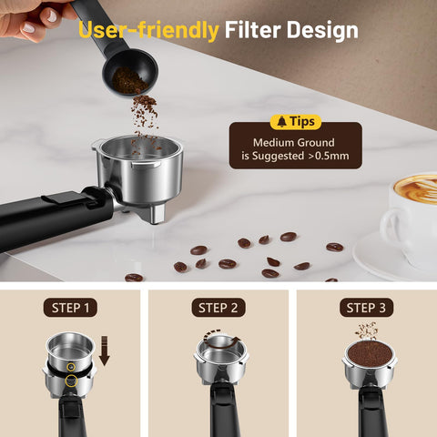 KEENSTAR espresso machine fits modern kitchens with sleek design