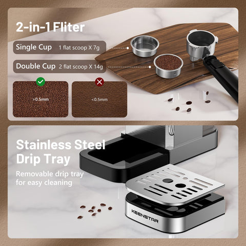 KEENSTAR removable drip tray simplifies post-brew cleaning
