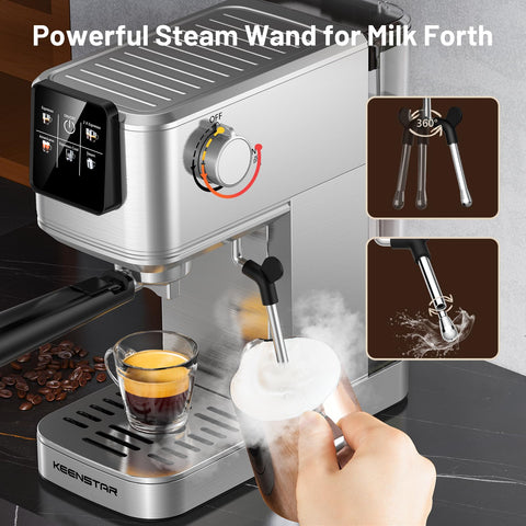KEENSTAR milk frother steam wand creates creamy microfoam