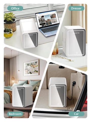 KEENSTAR mini fridge compact size fits dorms and desks.