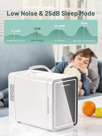 KEENSTAR Skincare Mini Fridge cold-warm controls support beverages and warming products.