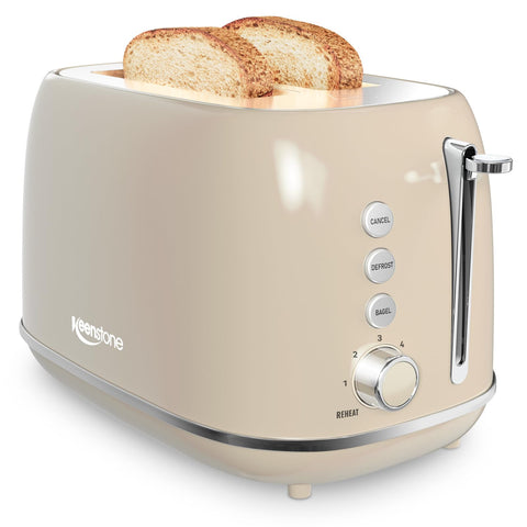 Keenstone 2-Slice Toaster with extra-wide slots for bagels and thick bread.