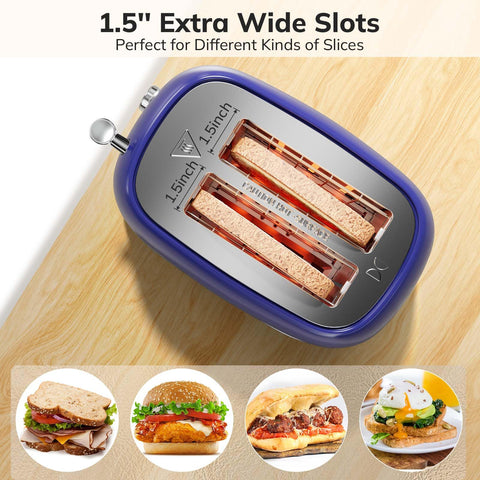 Keenstone Retro 2-Slice Toaster six browning settings dial for customization.