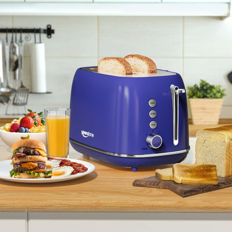 Keenstone Retro 2-Slice Toaster removable crumb tray enables easy cleaning.