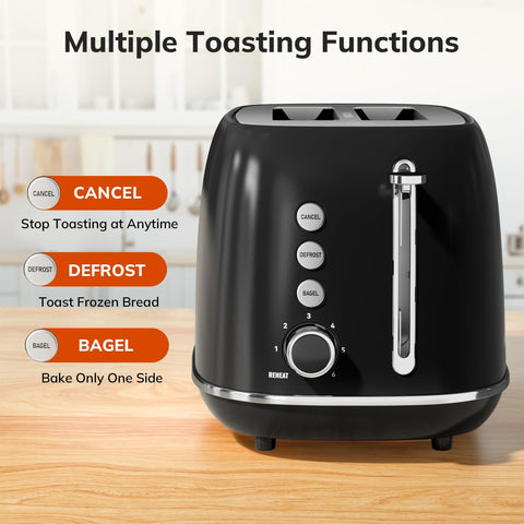 Keenstone retro toaster bagel function toasts bagels evenly with crisp edges.