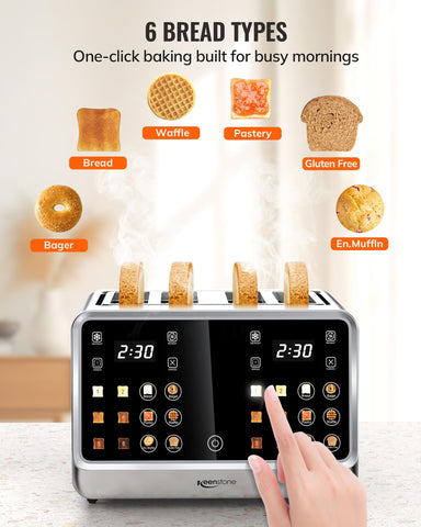 Keenstone Toaster 4 Slice BreadID tech highlights precise settings