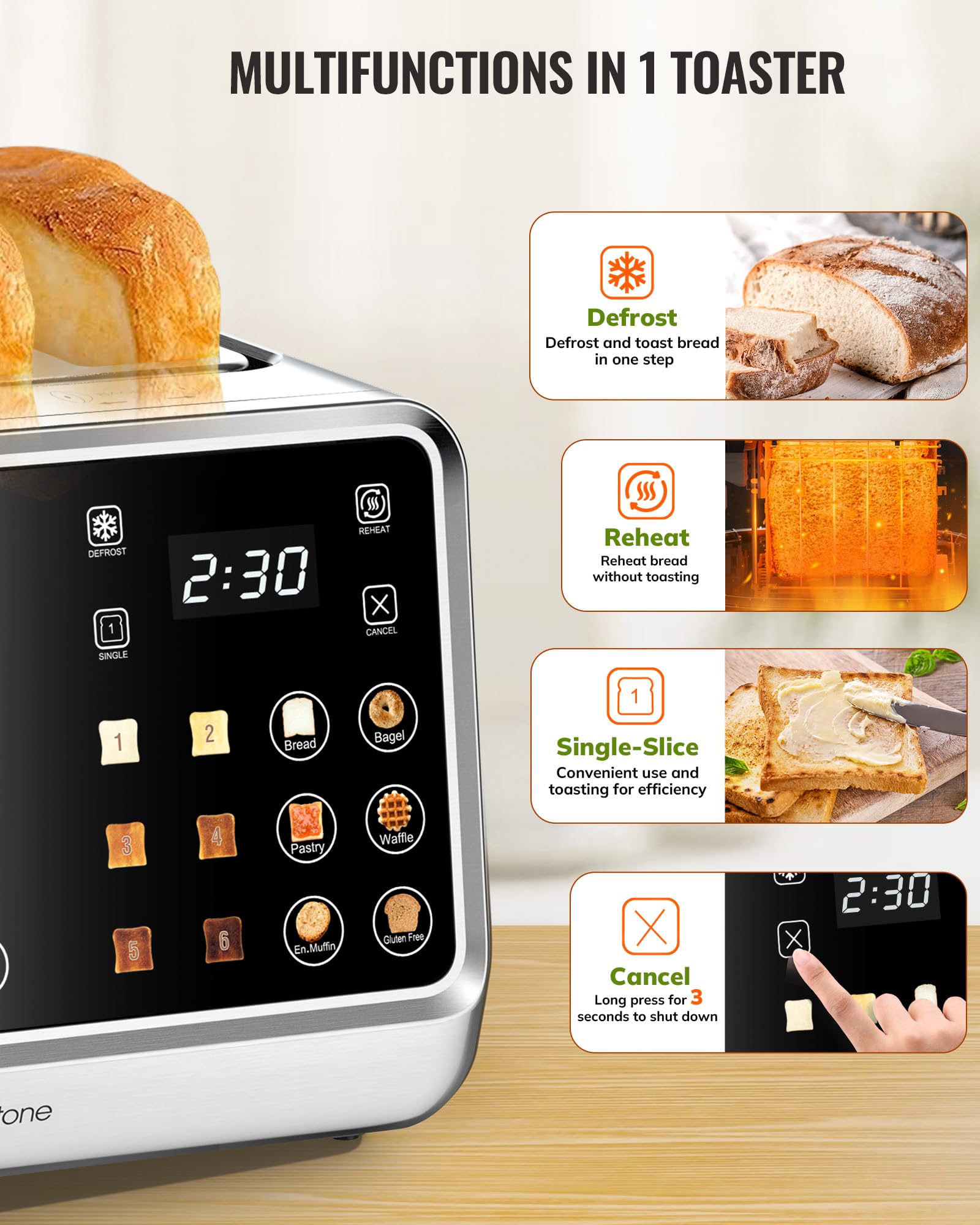 Keenstone Toaster 4 Slice dual zone control showing independent panels