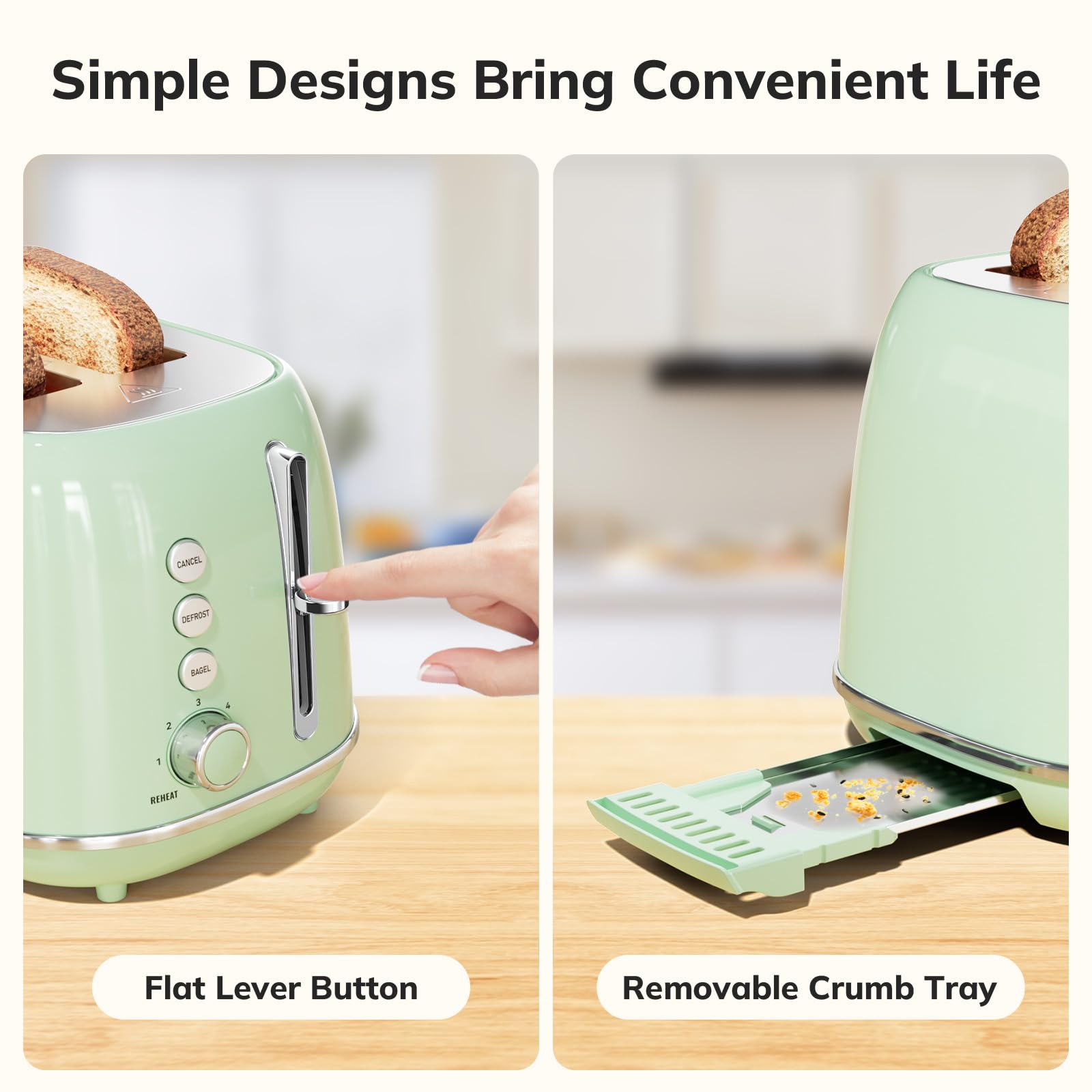 Keenstone defrost function gently revives frozen bread for quick mornings.