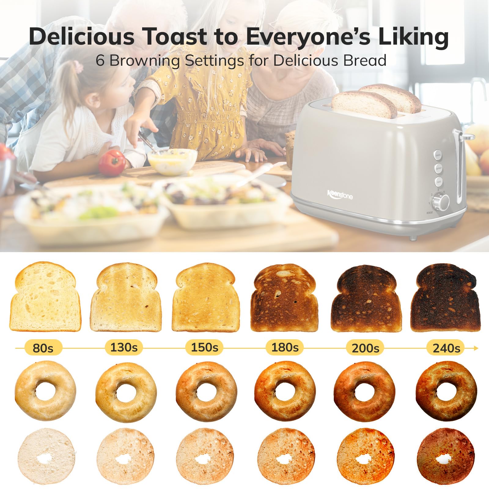 Keenstone toaster defrost function preserves bread texture.