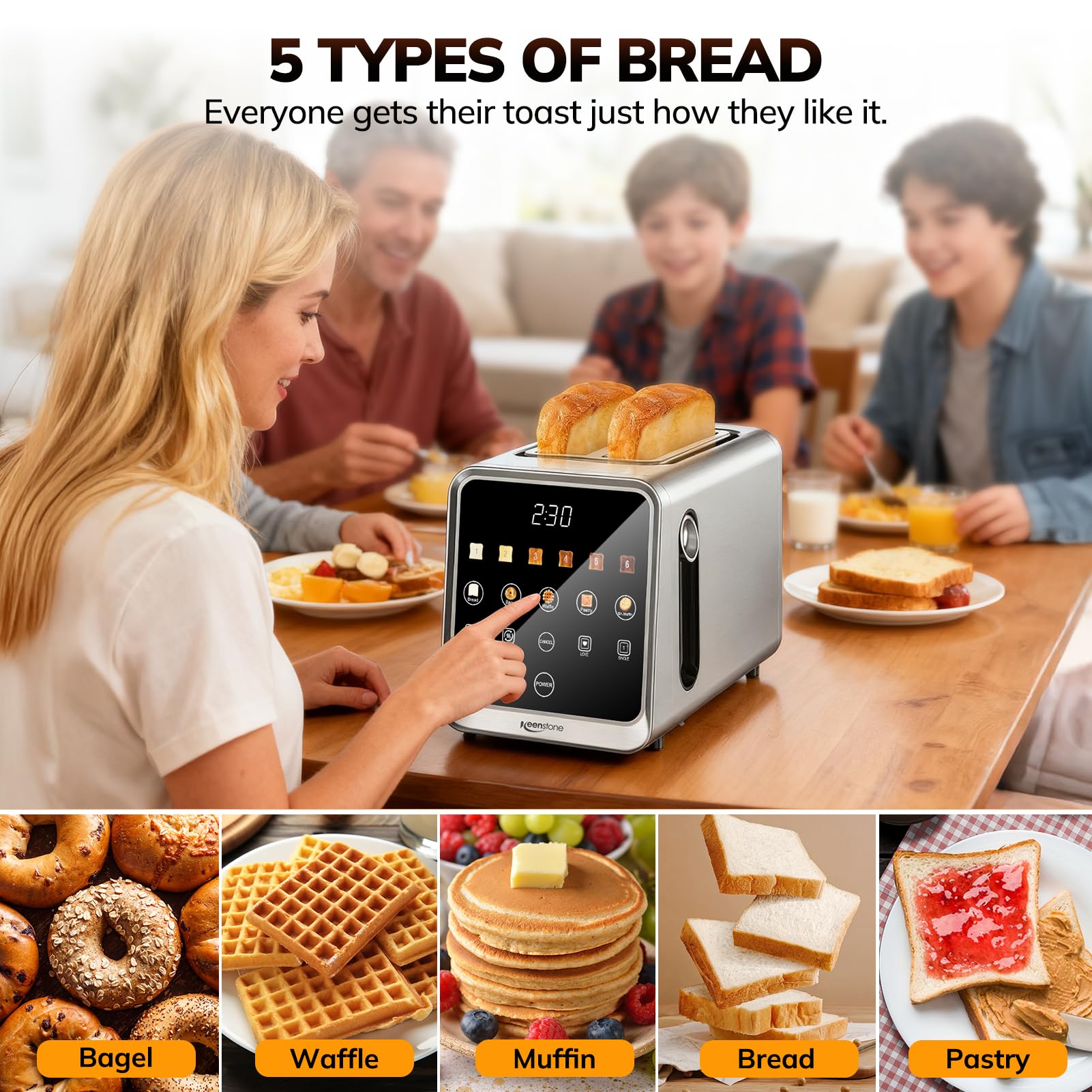 Keenstone Toaster hidden cord storage keeps countertops tidy.