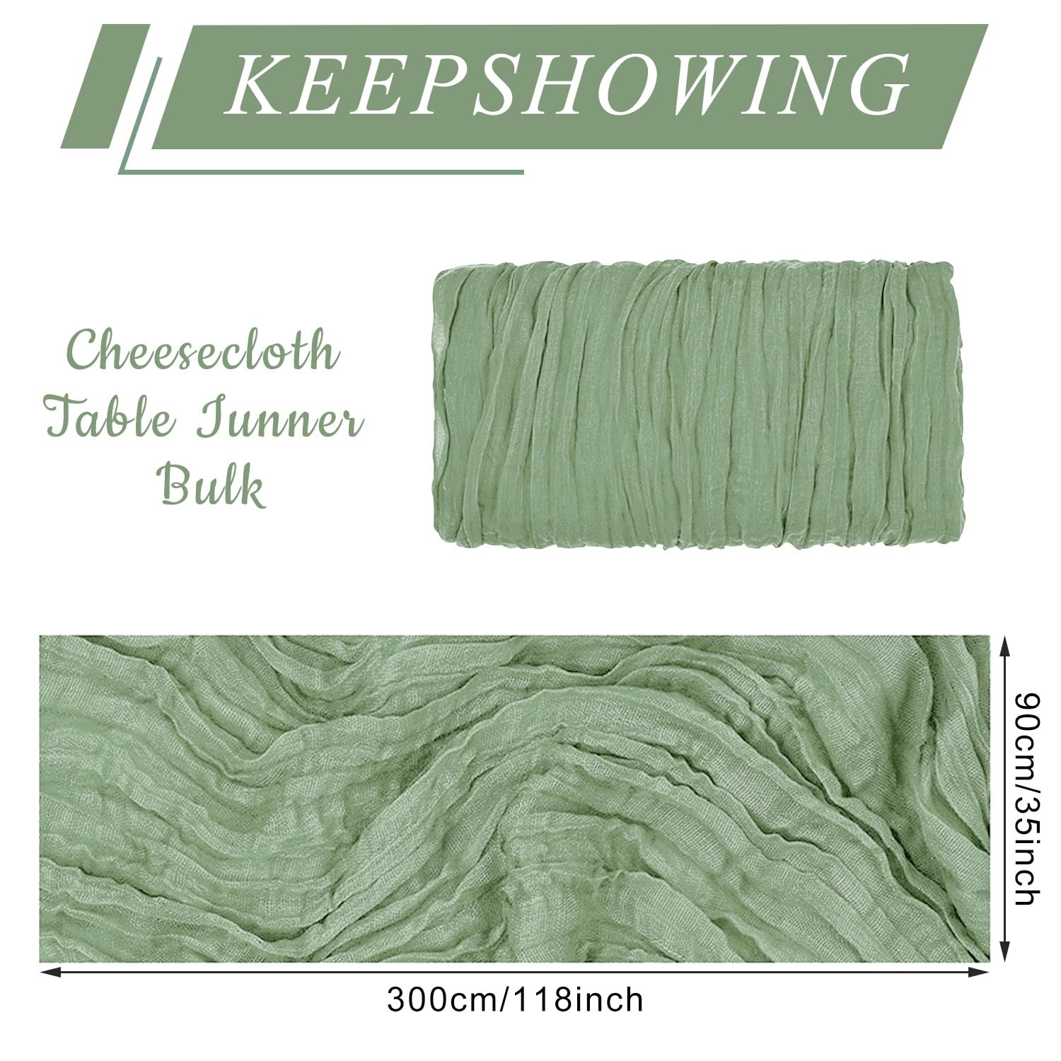 Keepshowing boho wedding table runner sage green adds soft texture to reception tables.