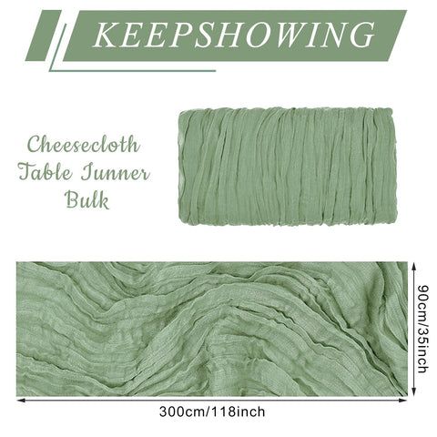 Keepshowing boho wedding table runner sage green adds soft texture to reception tables.