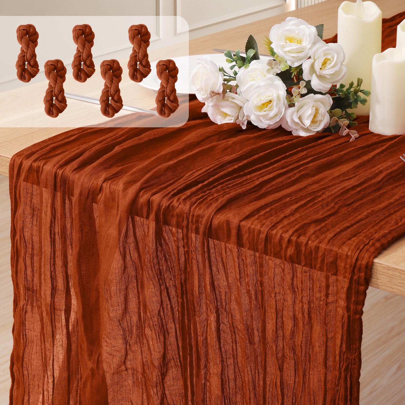 Keepshowing cheesecloth table runner boho wedding texture on tables