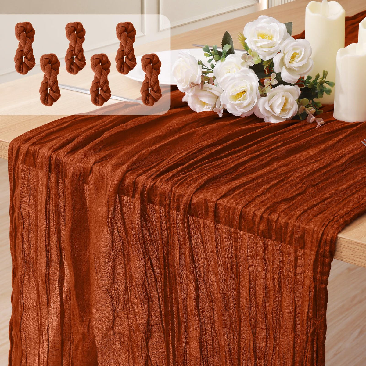 Keepshowing cheesecloth table runner boho wedding texture on tables