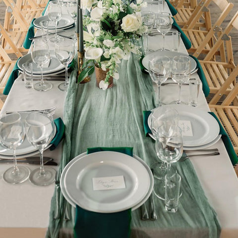 Keepshowing reusable table runner in sage green complements any table setting.