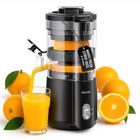 Keerain electric orange juicer on counter for fast, fresh juice.