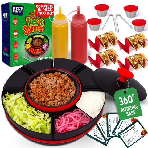 KEFF Taco Tuesday kit rotating lazy susan keeps toppings warm for guests