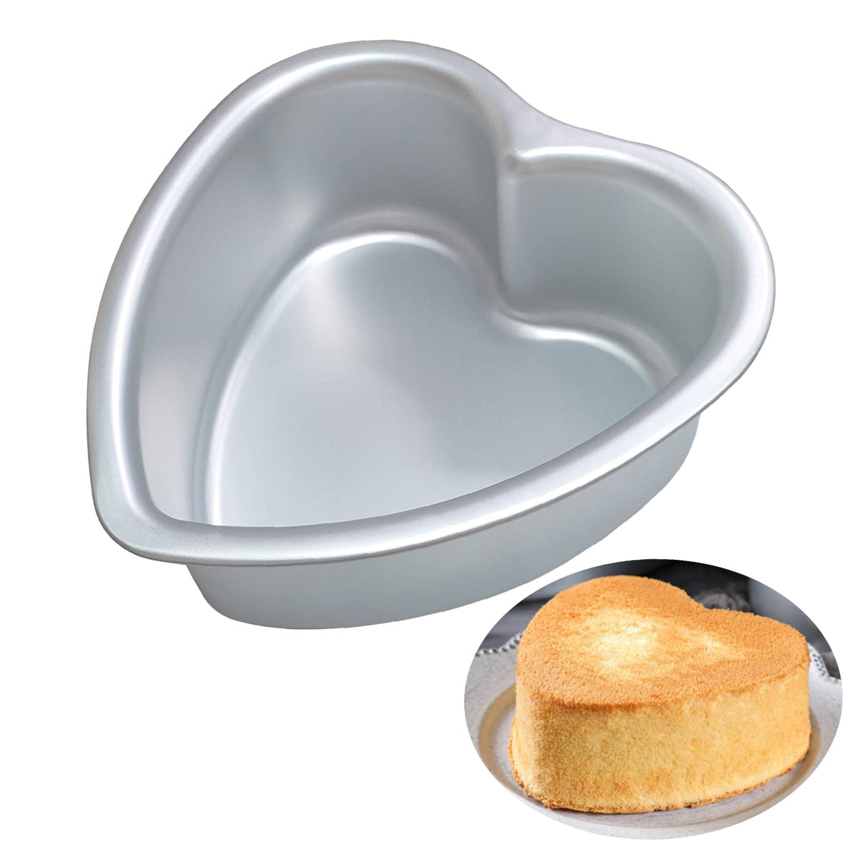 kefyixc heart-shaped cake pan, top view, even heat for small, shareable desserts.