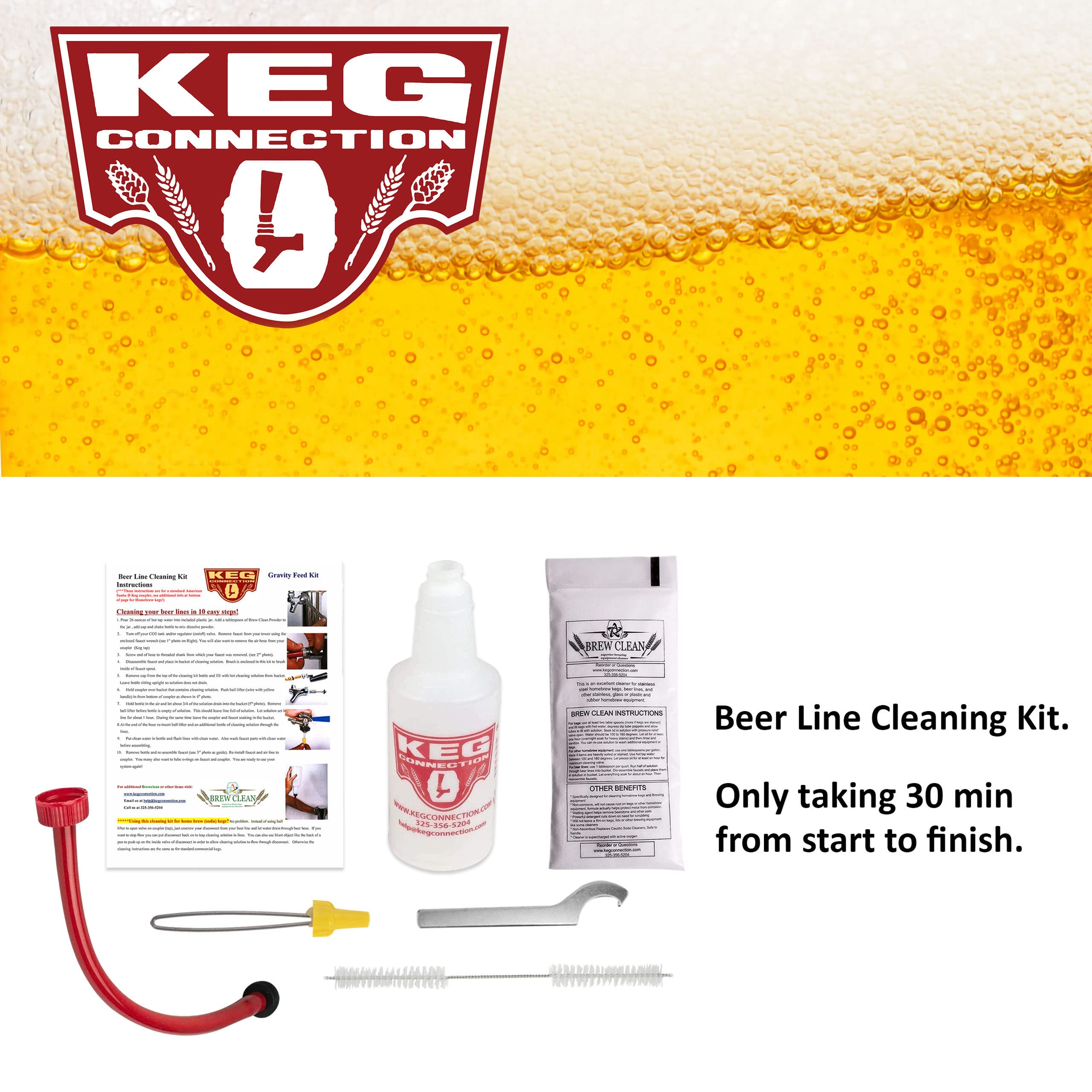 Kegconnection Brew Clean powder 8oz helps remove buildup and foul flavors.