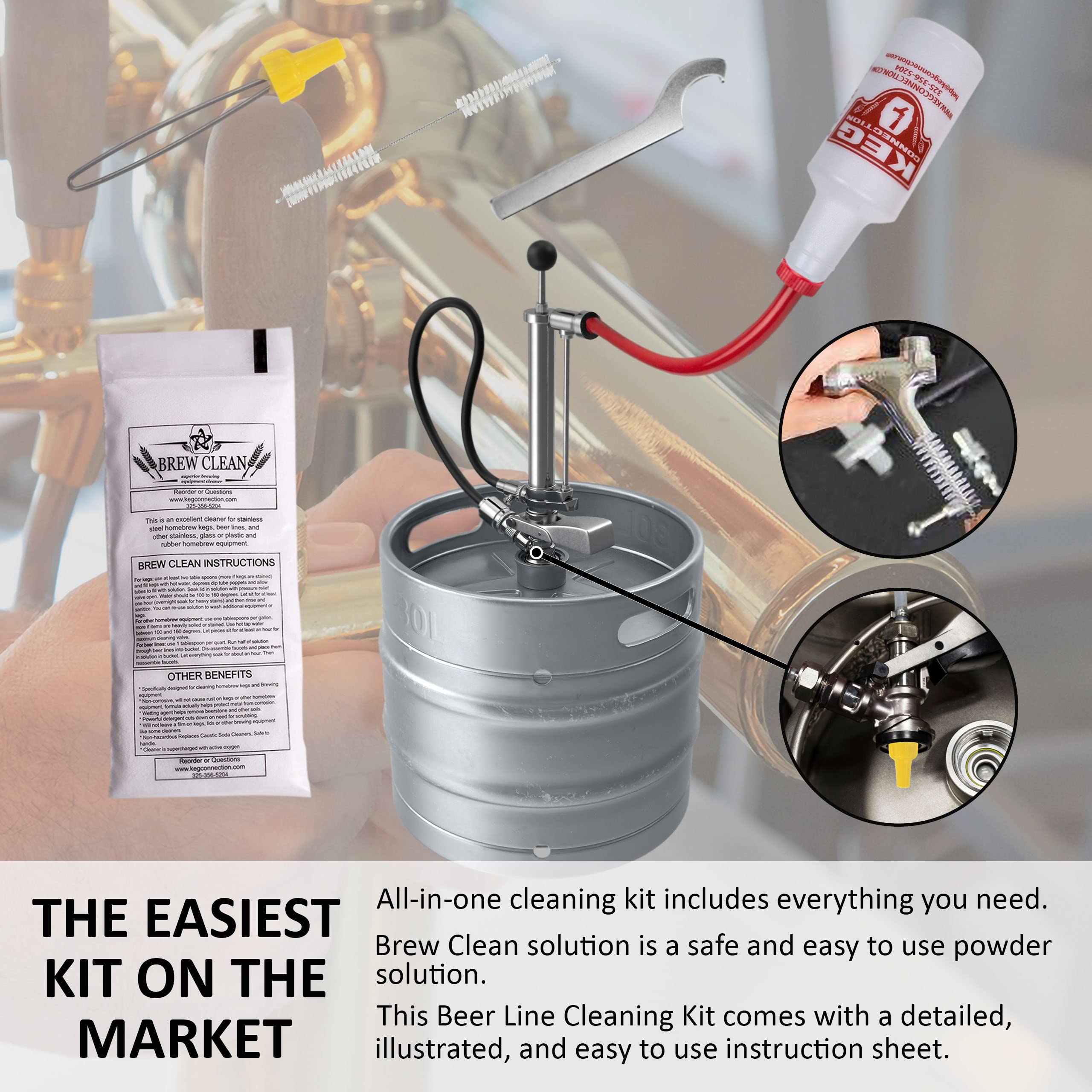 Kegconnection faucet brush helps scrub faucets for better flow.