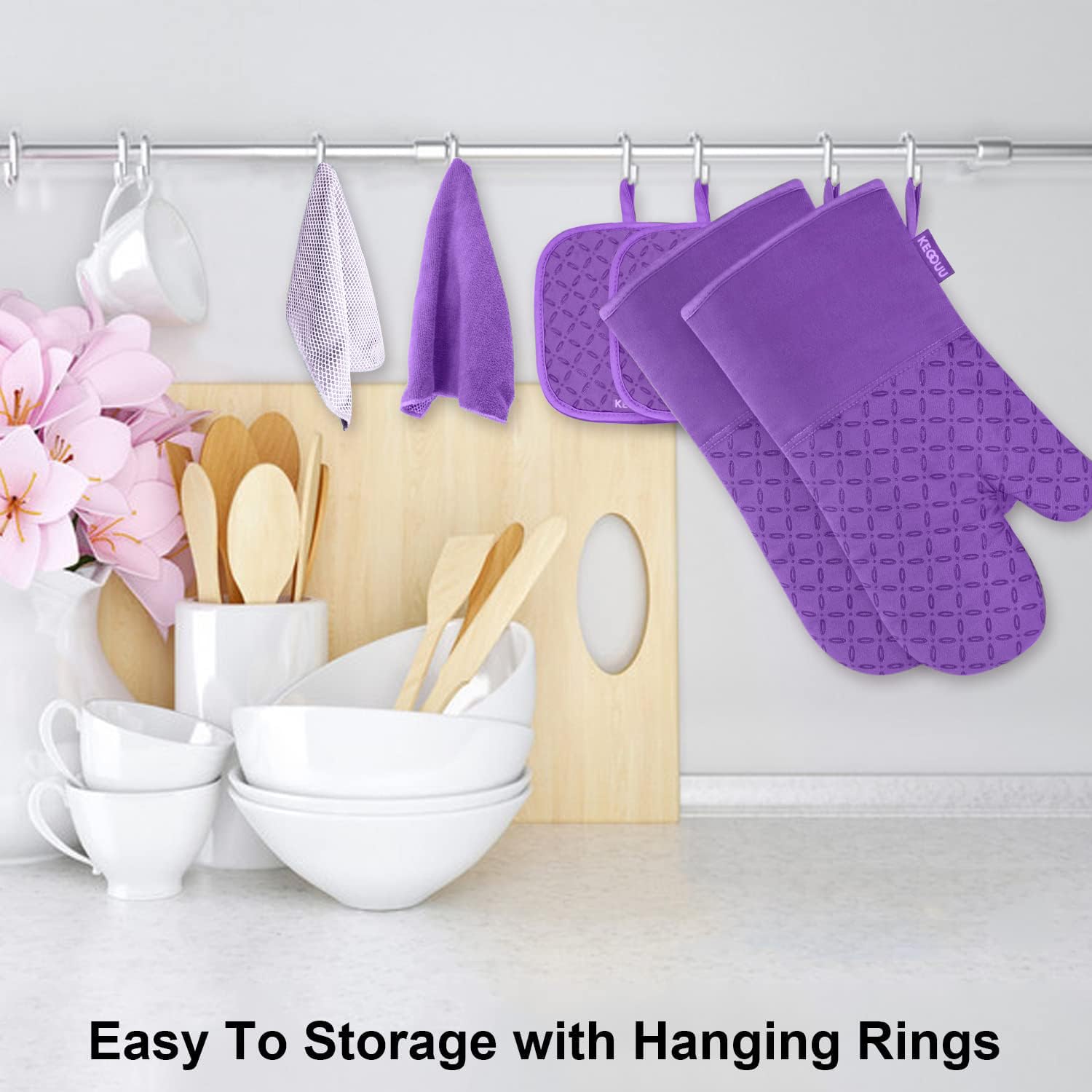 KEGOUU kitchen towels 12x12 inch absorb moisture for quick cleanup.