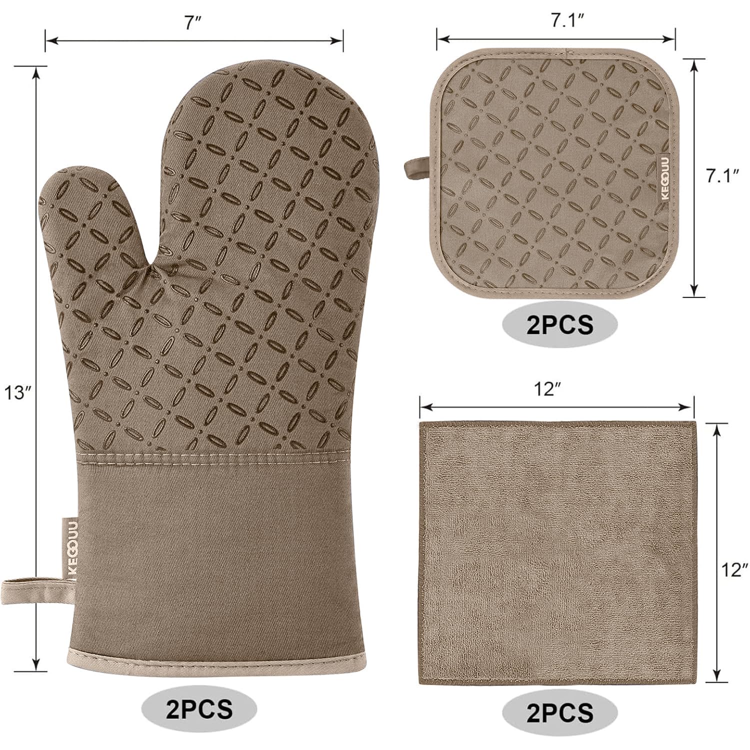 KEGOUU oven mitts 7x13in showing heat resistance during cooking