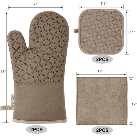KEGOUU oven mitts 7x13in showing heat resistance during cooking