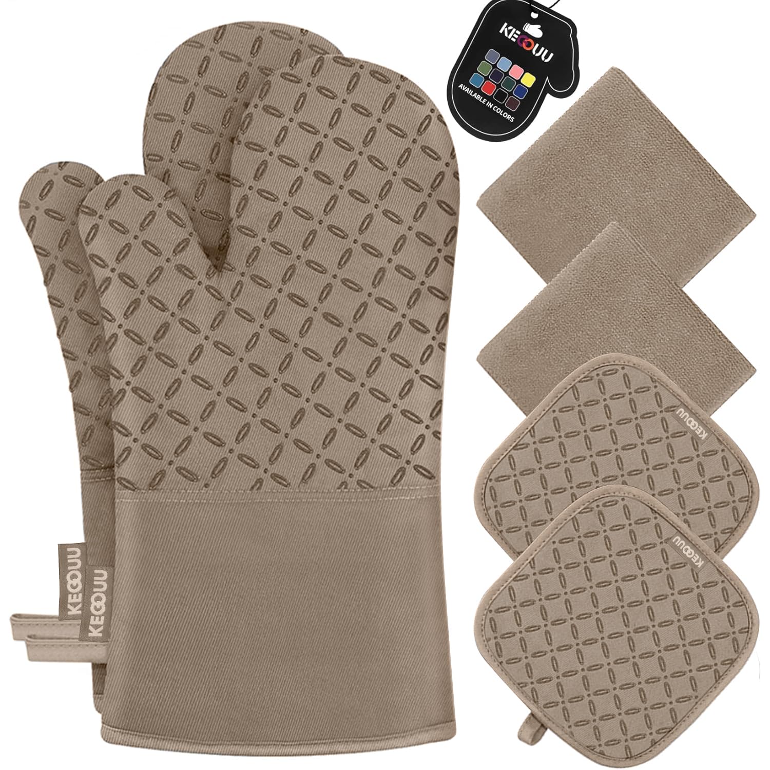 KEGOUU oven mitts with non-slip silicone grip for safe cooking