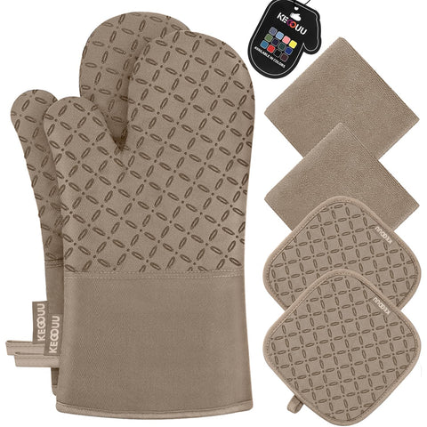 KEGOUU oven mitts with non-slip silicone grip for safe cooking