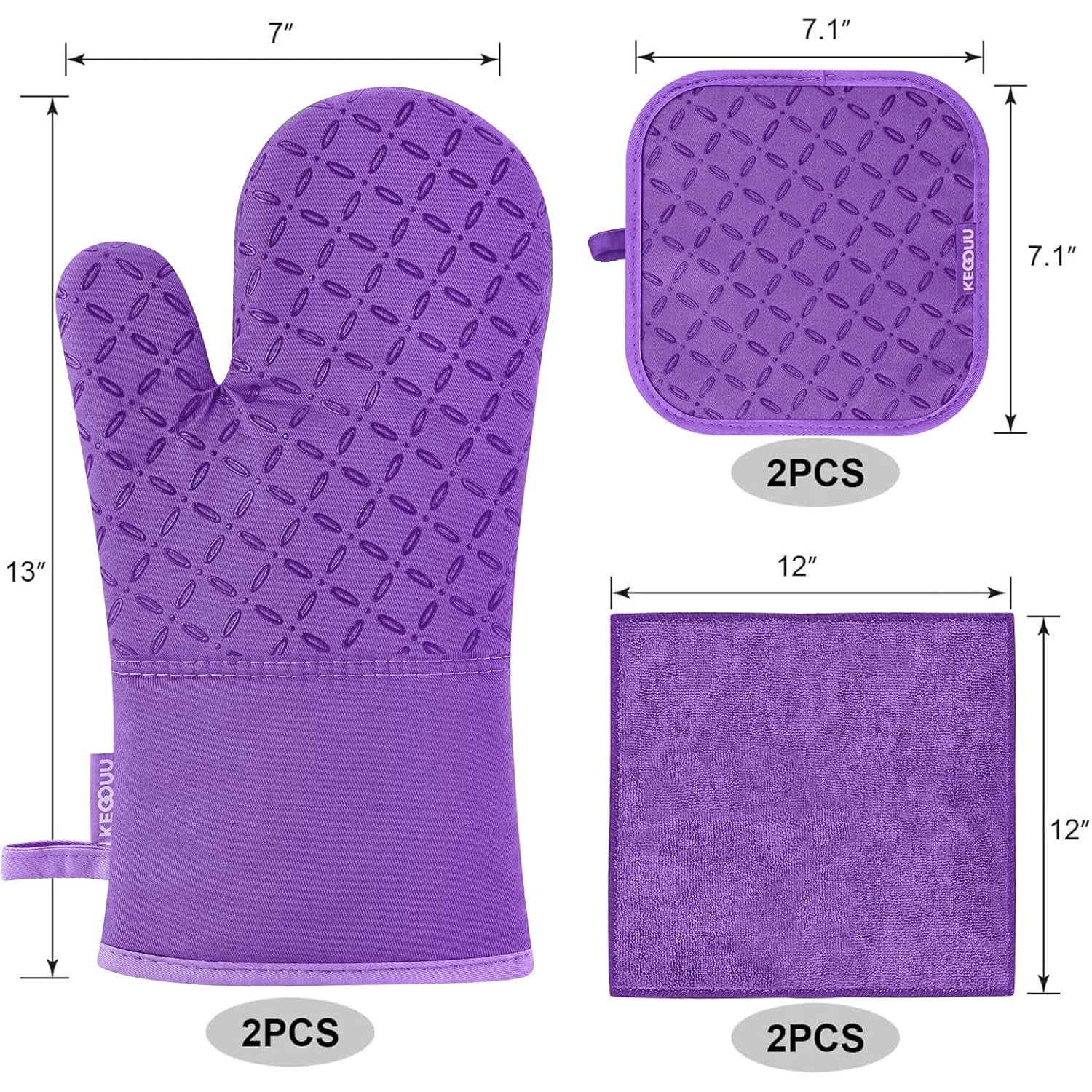 KEGOUU pot holders with silicone texture deliver heat protection during grilling.