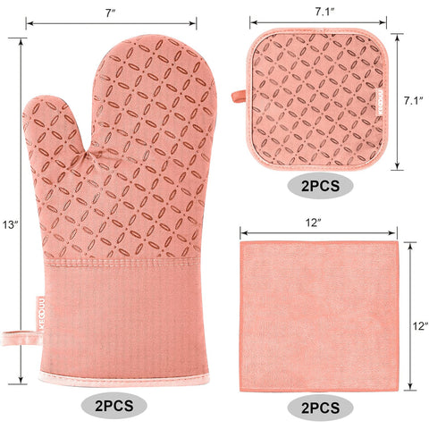 KEGOUU pot holders showing non-slip silicone grip for secure lifting of pans.